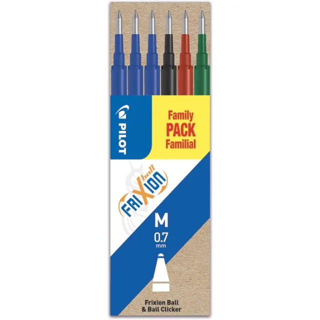 Pilot vulling voor Frixion Ball en Frixion Ball Clicker, etui met 6 stuks in klassieke kleuren blauw