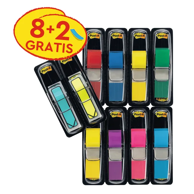Post-it Indextabs 3M Post-it 683 11.9x43.2mm 8 kleuren assorti + 2 sets pijlvorm gratis