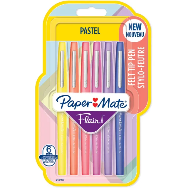 Paper Mate Flair Pastel fineliner, 6 stuks, assorti
