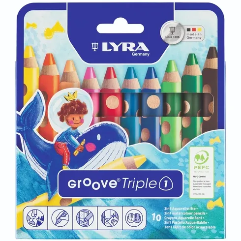 Lyra Kleurpotlood LYRA Groove Triple One extra dik set à 10 kleuren