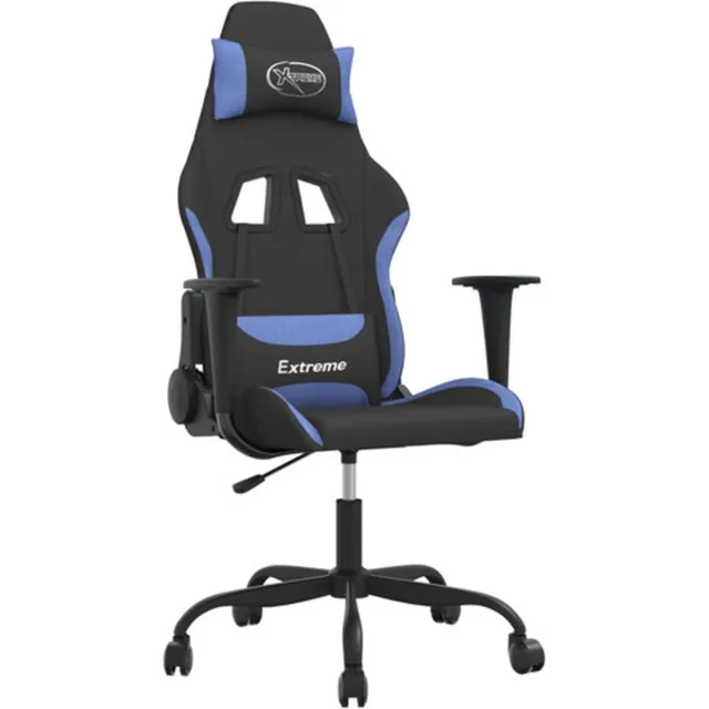 vidaXL Gamestoel - stof - zwart - en - blauw zwart en blauw