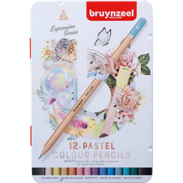 Bruynzeel kleurpotloden Expression, metalen doos van 12 stuks , pasteltinten