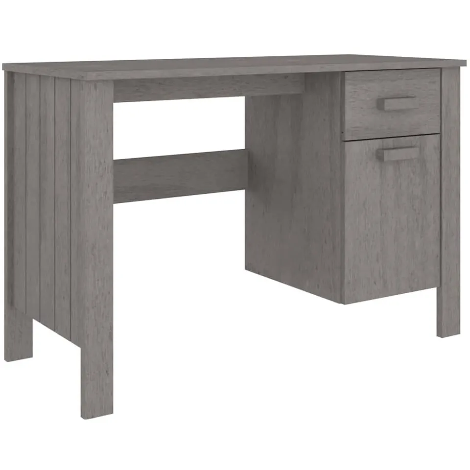 vidaXL Bureau HAMAR 113x50x75 cm massief grenenhout lichtgrijs