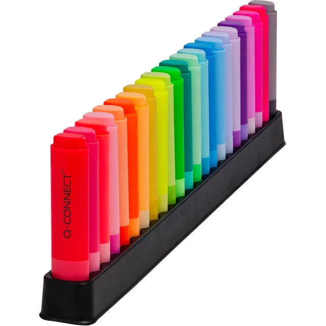Q-CONNECT markeerstift, deskset, 23 verschillende kleuren