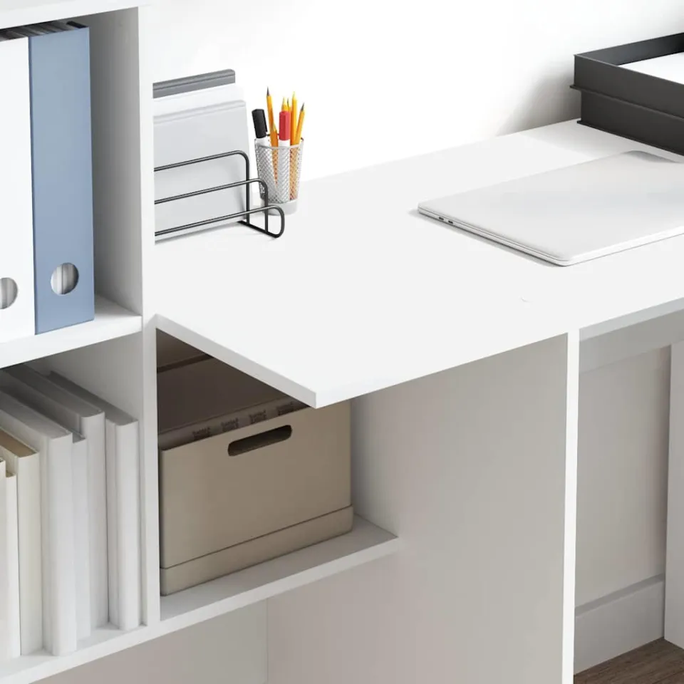vidaXL Bureau Wit 131,5 x 50 x 106,5 cm Bewerkt hout, foto 4