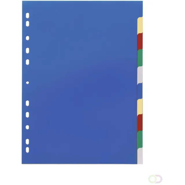 Durable Tabbladen A4 10-delig gekleurde tabs voorblad PP