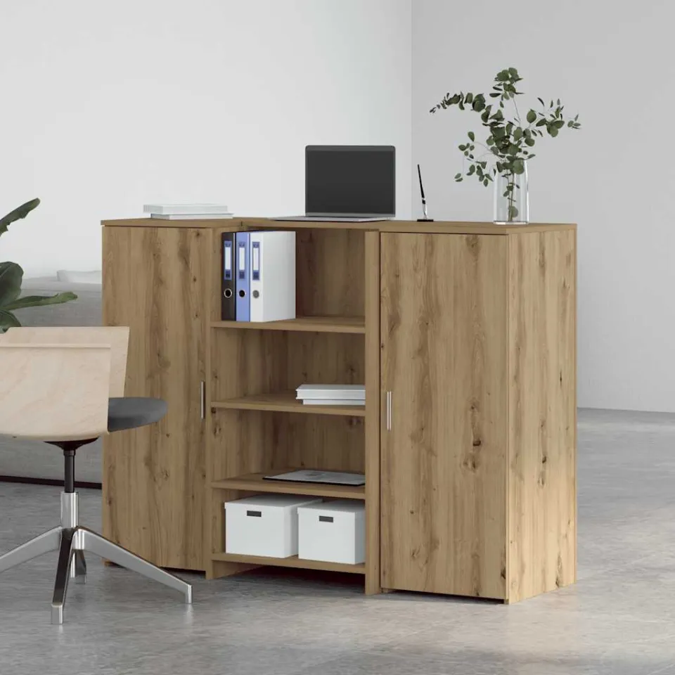 vidaXL Receptiebalie 135x50x103,5cm bewerkt hout artisanaal eikenkleur, foto 2
