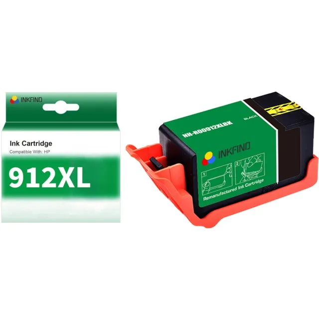 INKFIND 912XL Zwart Inktcartridge compatibel met HP912 HP912XL HP 912 HP 912XL 3YL84AE voor HP OfficeJet Pro 8010 8012 8014 8015 8020 8022 8023 8024 8025 Hoge Capaciteit - 1-pack Zwart Zwart x 1
