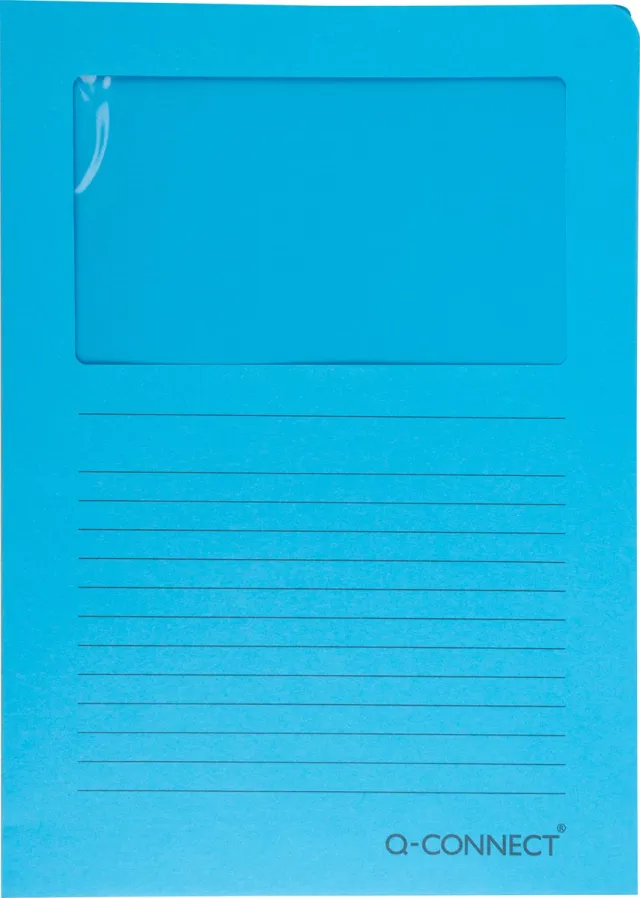 Q-CONNECT L-map met venster, 120 g/m², A4, pak van 100 stuks, blauw
