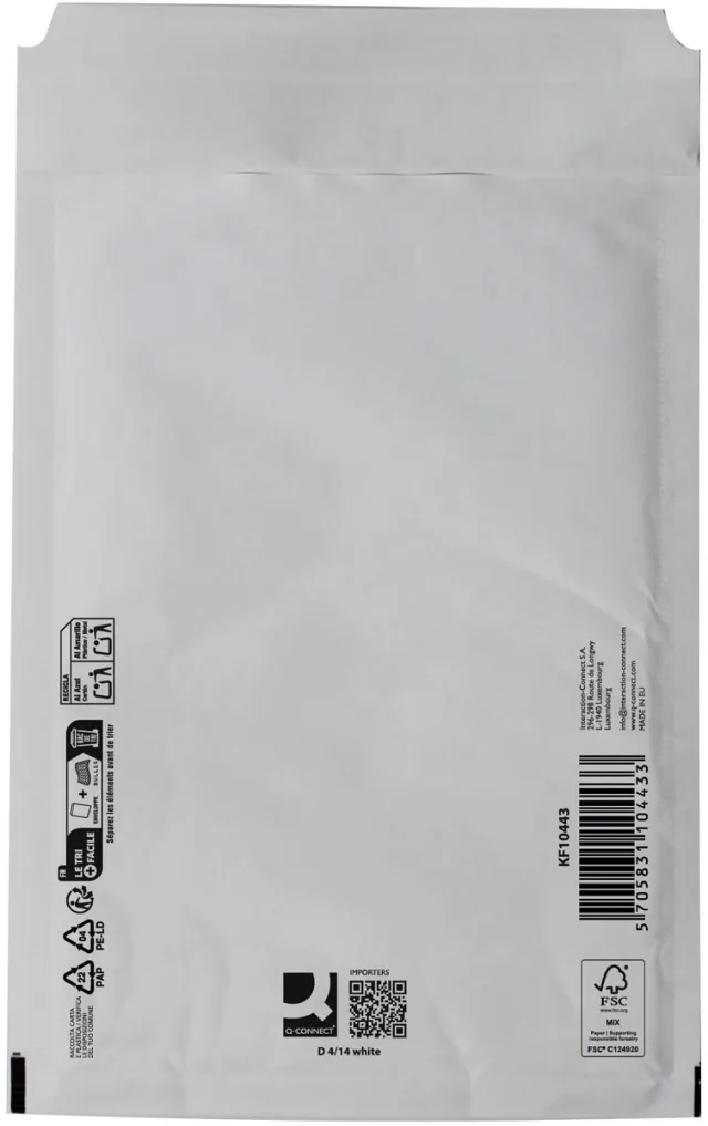 Q-CONNECT luchtkussenenveloppen, wit, 4-D, 200 x 275 mm, pak van 10 stuks