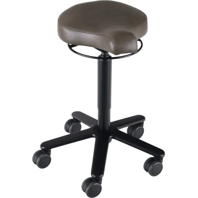 Wesjon Biker zadelkruk leer Ash - zwarte gaslift en kruispoot - leder bekleding – kleur Ash