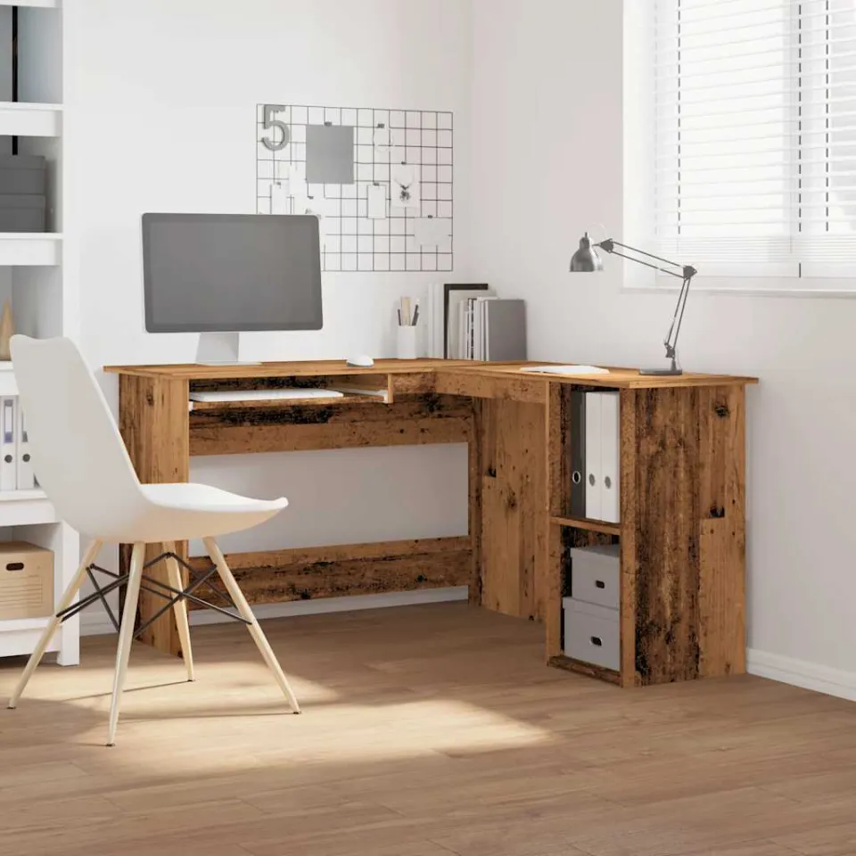 vidaXL Hoekbureau 120x140x75 cm bewerkt hout oud houtkleurig bruin, foto 2