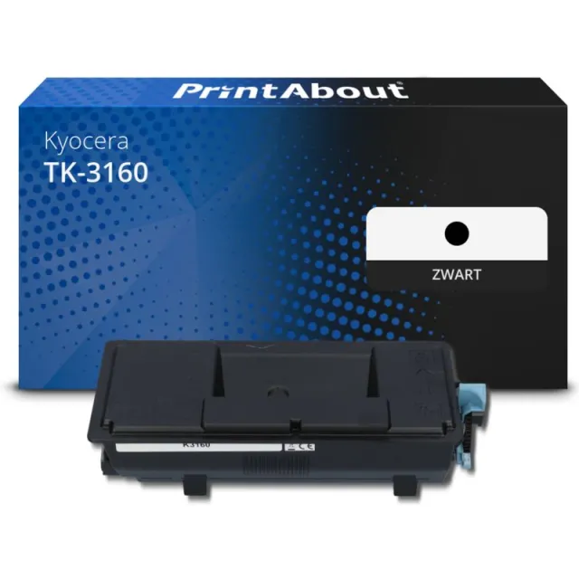 PrintAbout huismerk Toner TK-3160 Zwart Geschikt voor Kyocera