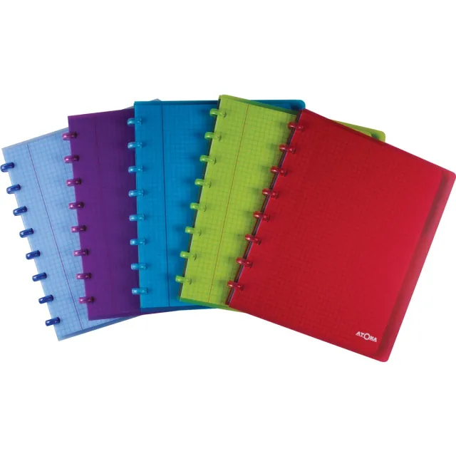 Atoma Trendy schrift, ft A5+, 120 bladzijden, geruit 5 mm, met 6 tabbladen, in geassorteerde kleuren blauw
