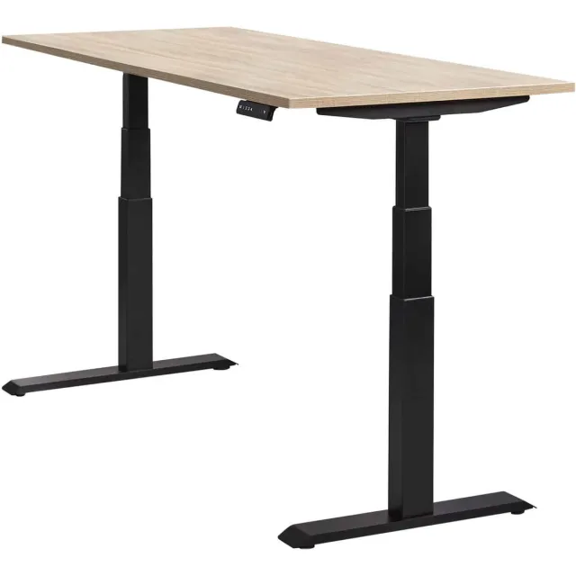 ABC Kantoormeubelen Elektrisch verstelbare zit/sta werkplek Basic breed 120CM diep 80CM bladkleur Licht Eiken framekleur Aluminium (RAL9006)