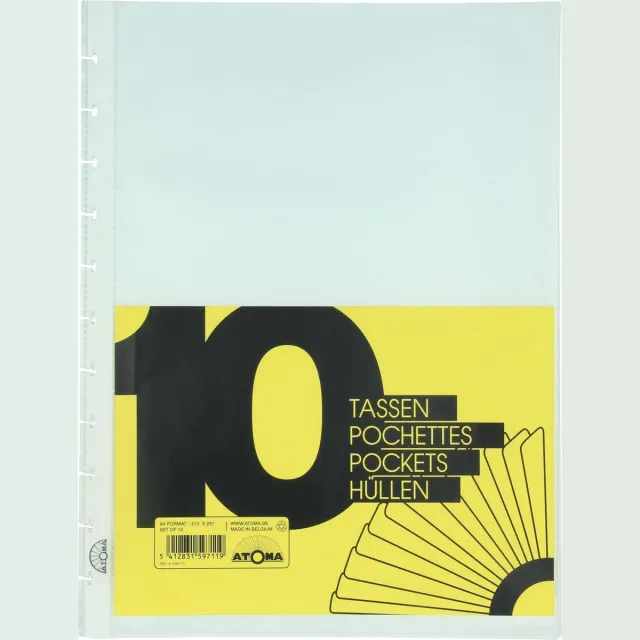 Atoma showtassen, transparant, voor A4+ schriften, set van 10 stuks