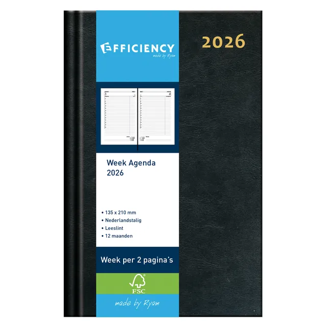 Ryam Agenda 2025 Ryam Efficiency Baladek 7dagen/2pagina's zwart