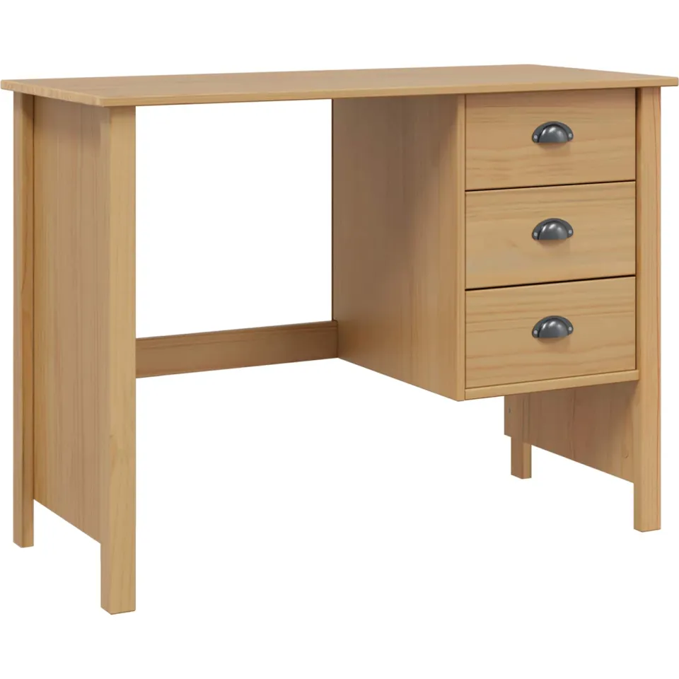 vidaXL Bureau met lades HILL Honingbruin 100 x 45 x 74 cm bruin, foto 3