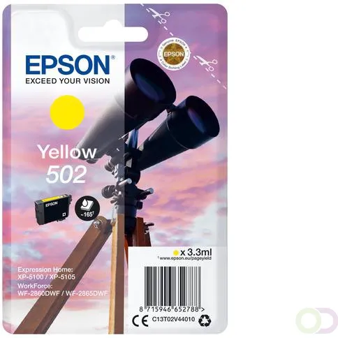 Epson Singlepack Yellow 502 Ink (C13T02V44020) Geel