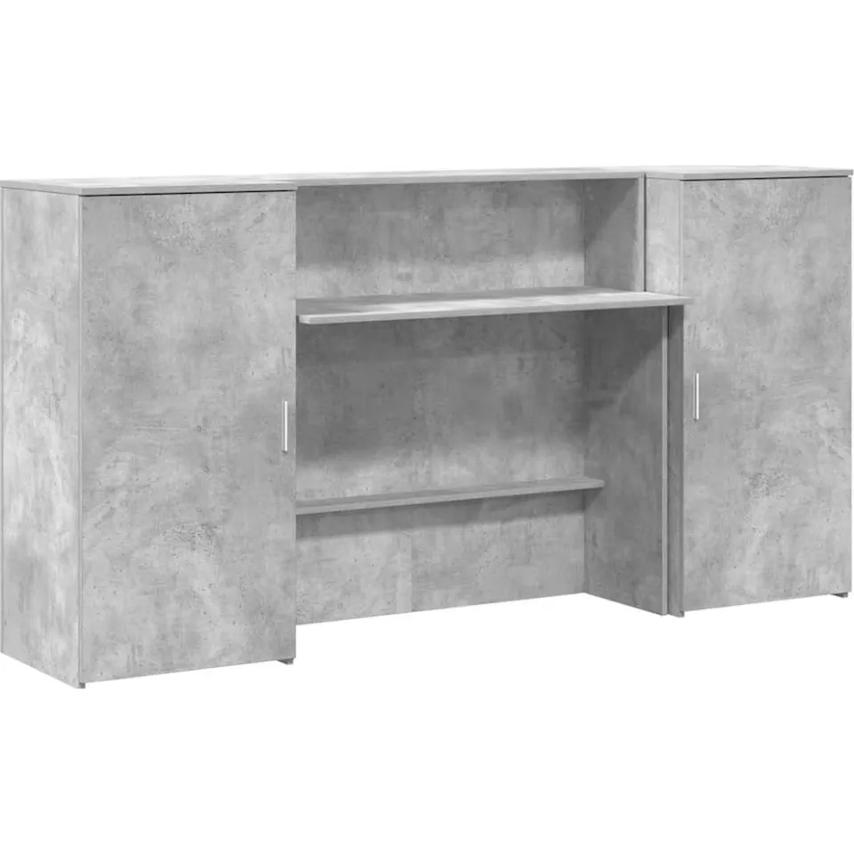 vidaXL Receptiebalie 200x50x103,5 cm bewerkt hout betongrijs grijs, foto 3
