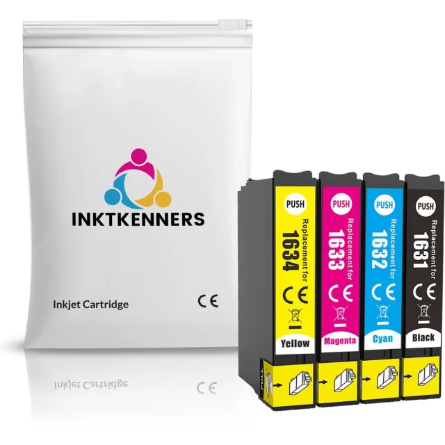 Inktkenners Inktcartridges voor Epson 16 / 16XL | Multipack van 4 cartridges Geschikt voor Epson Workforce WF-2010W, WF-2510WF, WF-2520NF, WF-2530WF, WF-2540WF, WF-2630WF, WF-2650WF, WF-2660WF, WF-2750DWF, WF-2760DWF Multipack XL