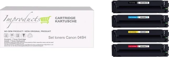 Improducts Toner - Alternatief Canon 045H BK CY MA YE multi pack Multicolor - Zwart, Cyaan, Magenta, Geel