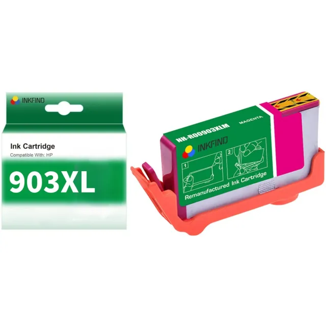 INKFIND 903XL Magenta Inktcartridge compatibel met HP903 HP903XL HP 903 HP 903XL T6M07AE voor HP OfficeJet 6950, 6860, 6960 HP OfficeJet Pro 6970 HP Officejet Pro 6951 Hoge Capaciteit - 1-pack Magenta Magenta x 1