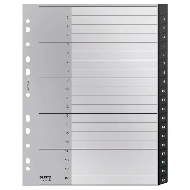 Leitz Tabblad Leitz Recycle A4 11-gaats 1-20 extra breed PP