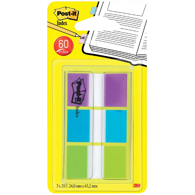 Post-it Indextabs Post-it 680 24mmx43.2mm helder assorti 60 tabs
