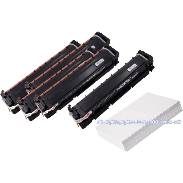 KATRIZ huismerk Toner 2x CF530A Zwart +1x CF531A Cyaan + 1x CF532A Geel +1x CF533A Magenta- HP205A - 5 stuks + Kopieerpapier-A4-80GR-500vellen-wit | Geschikt voor Color LaserJet Pro M180n MFP / Color LaserJet Pro M181fw MFP Zwart, Cyaan, Magenta, Geel