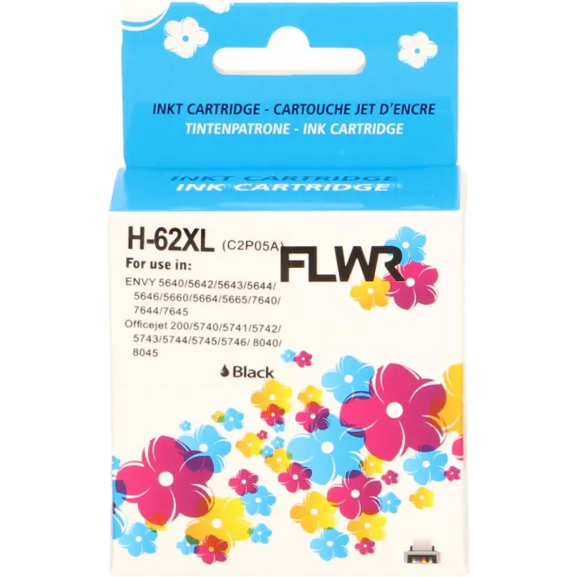FLWR inktcartridge voor HP 62XL Zwart - Premium Huismerk HP 62 inkt (Zwart - hoge capaciteit) o.a. geschikt voor HP Envy 5540, HP OfficeJet 5740, HP Envy 6122e, HP OfficeJet 200