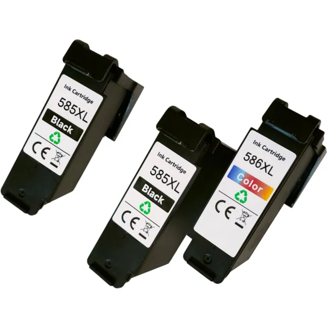 KATRIZ huismerk inkt voor Canon PG-585XL Zwart (2 x 22ml) & CL-586XL Kleur(1x 21ml) | PG 585 & CL 586 | Geschikt voor Canon PIXMA TS7650i / Canon PIXMA TS7750i Zwart & kleur