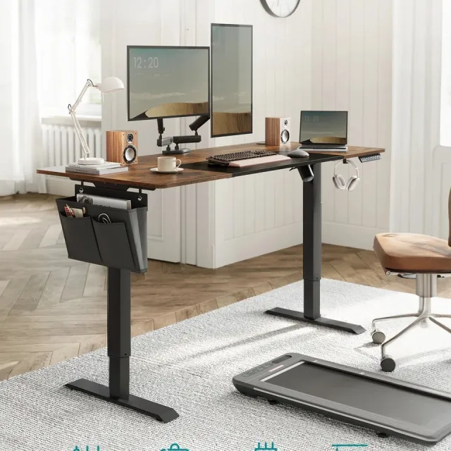Questyr Elektrisch Zit‑Sta Bureau – 160×70 cm – 72‑120 cm – Stil & Traploos Verstelbaar – Geheugenfunctie – Stevig Frame – Gesplitst Tafelblad – Modern Kantoorbureau zwart