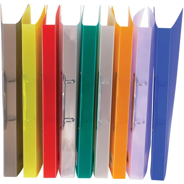 Bronyl ringmap, voor ft A4, uit PP, 2 D-ringen van 15 mm, geassorteerde transparante kleuren blauw