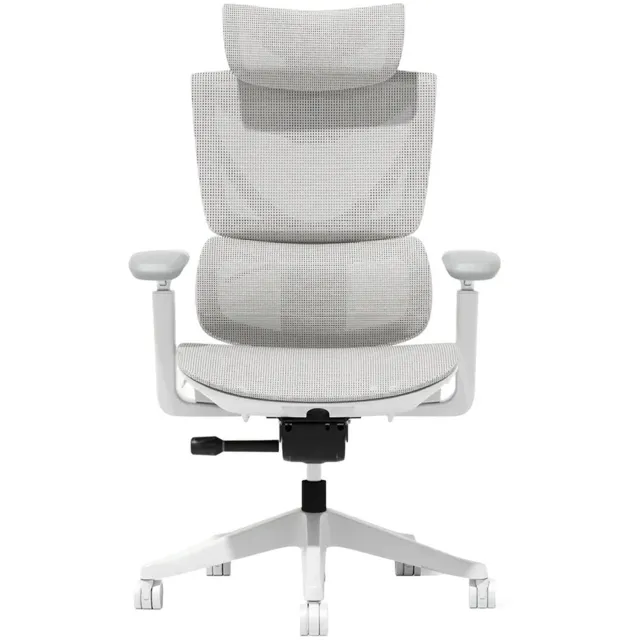 FloraGrace Ergonomische Bureaustoel 70,6 Cm - Drieknopsverstelling Met Lendensteun En Hoofdsteun - Thuiskantoor - Mesh - Grijs