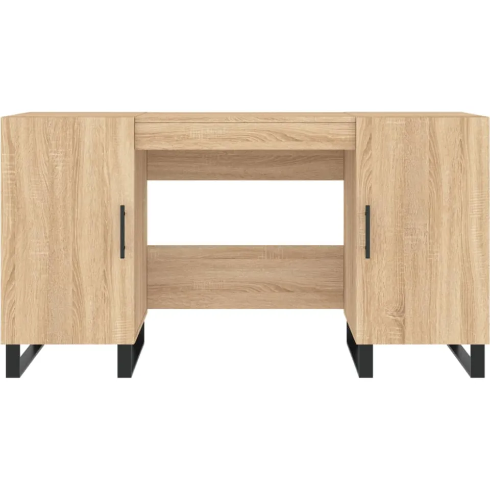 vidaXL Bureau 140x50x75 cm bewerkt hout sonoma eikenkleurig, foto 4
