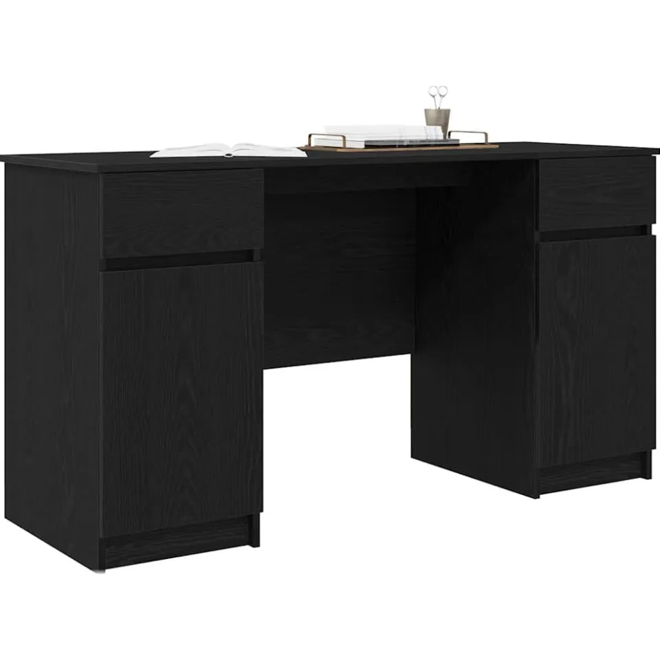 vidaXL Bureau Zwart eiken 140 x 49 x 76 cm Bewerkt hout