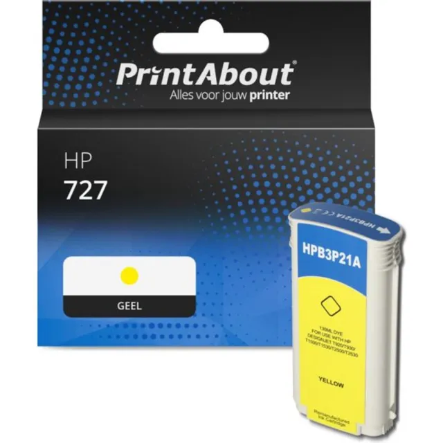 PrintAbout Huismerk HP B3P21A (727) Inktcartridge Geel Hoge capaciteit