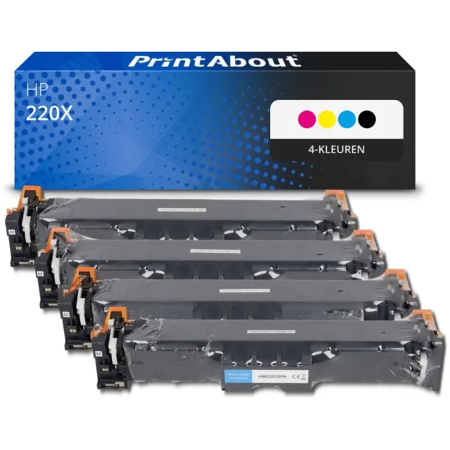 PrintAbout huismerk Toner 220X (W2200/01/02/03X) 4-kleuren Multipack Hoge capaciteit geschikt voor HP