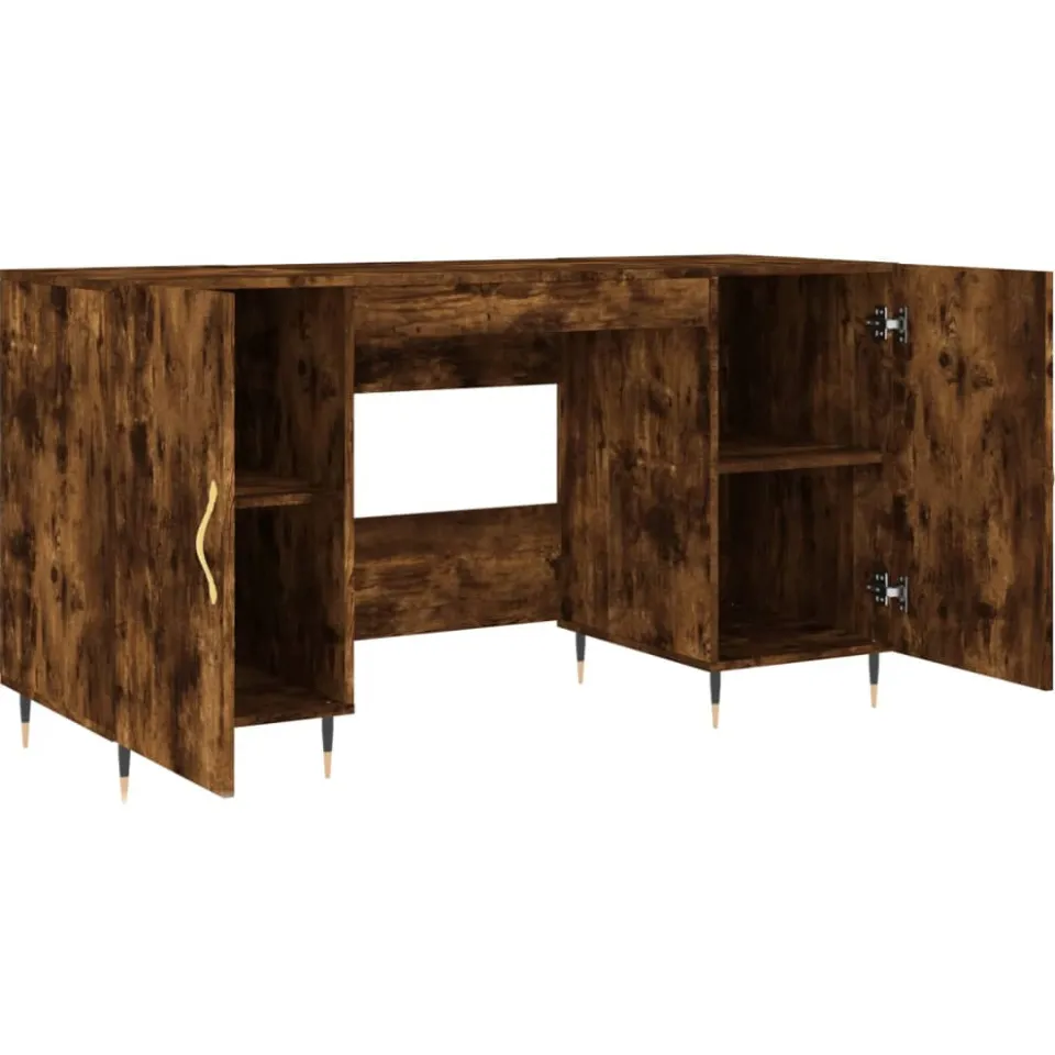 vidaXL Bureau 140x50x75 cm bewerkt hout gerookt eikenkleurig