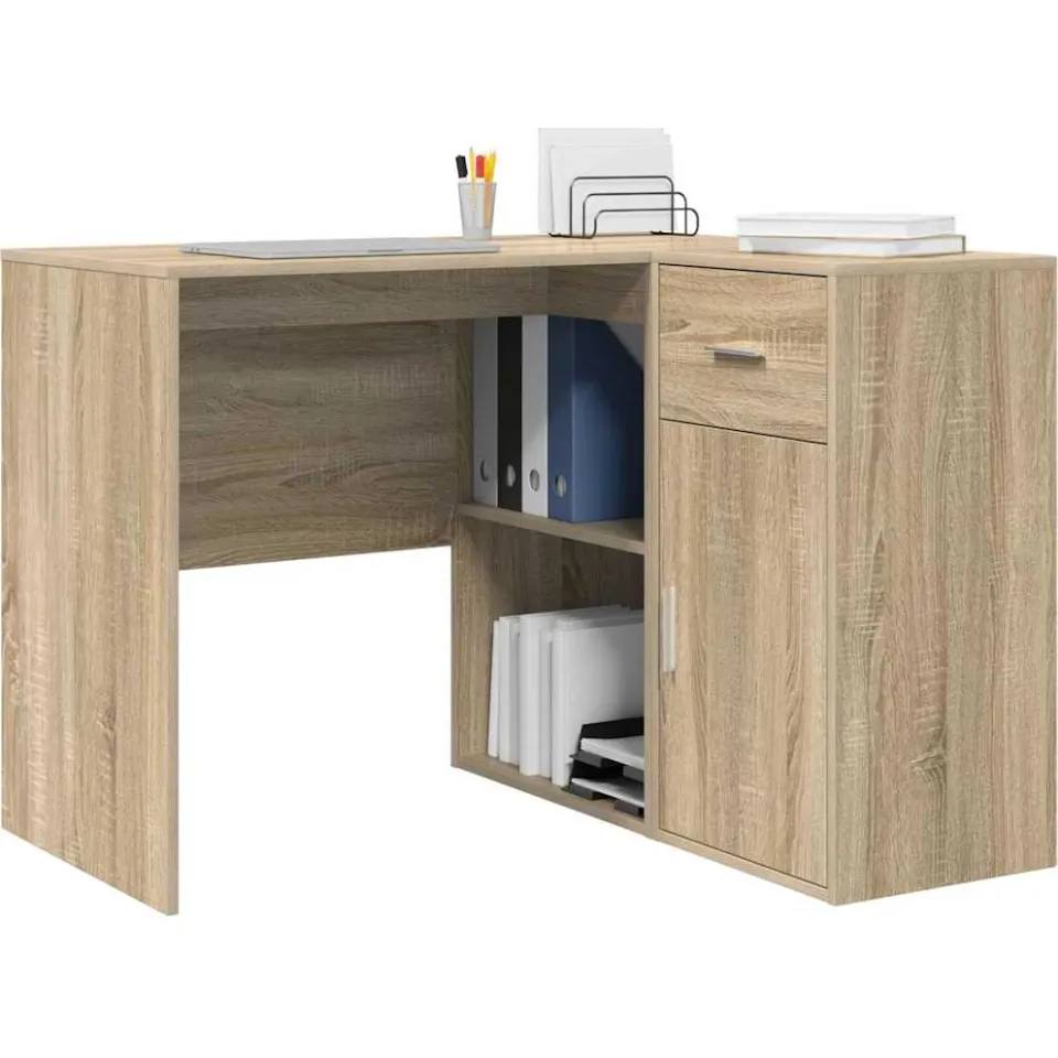 vidaXL Hoekbureau met lade met plank Sonoma Eiken 102 x 88 x 75 cm Bruin