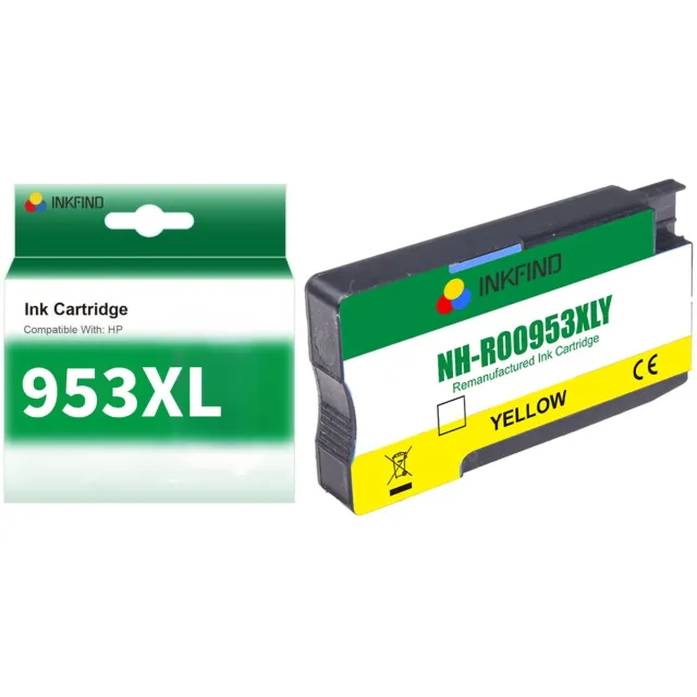 INKFIND 953XL Geel Inktcartridge compatibel met HP953 HP953XL HP 953 HP 953XL F6U18AE voor HP OfficeJet Pro 8740, 8719, 8720, 8710, 8715, 8725, 7740, 8218, 8718, 8210, 8716 8730 8728 Hoge Capaciteit - 1-pack Geel Geel x 1