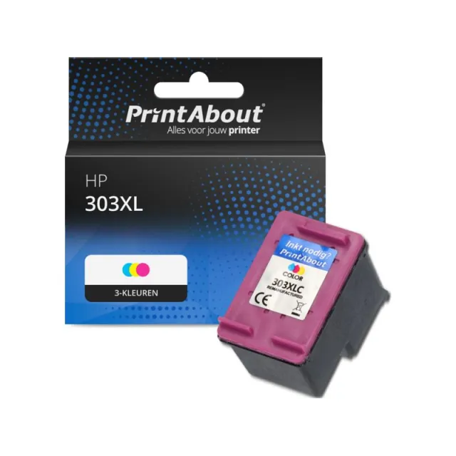 PrintAbout huismerk Inktcartridge 303XL (T6N03AE) 3-kleuren Hoge capaciteit Geschikt voor HP