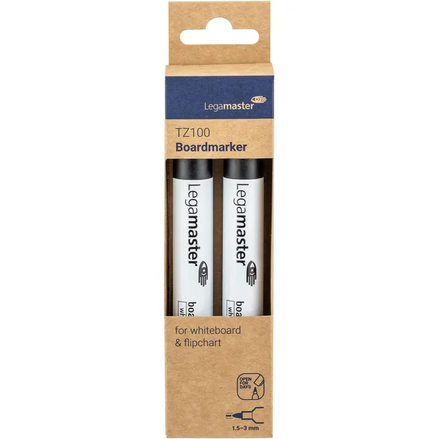 Viltstift Legamaster TZ 100 whiteboard rond 1.5-3mm zwart blister à 2 stuks