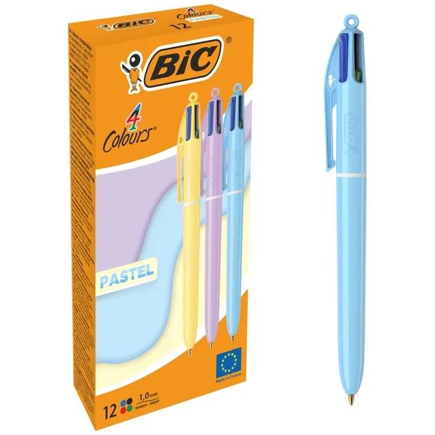Bic 4-Kleuren balpen Bic medium pastel assorti
