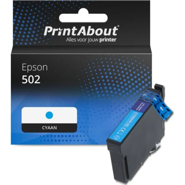PrintAbout Huismerk Epson 502 (C13T02V24010) Inktcartridge Cyaan