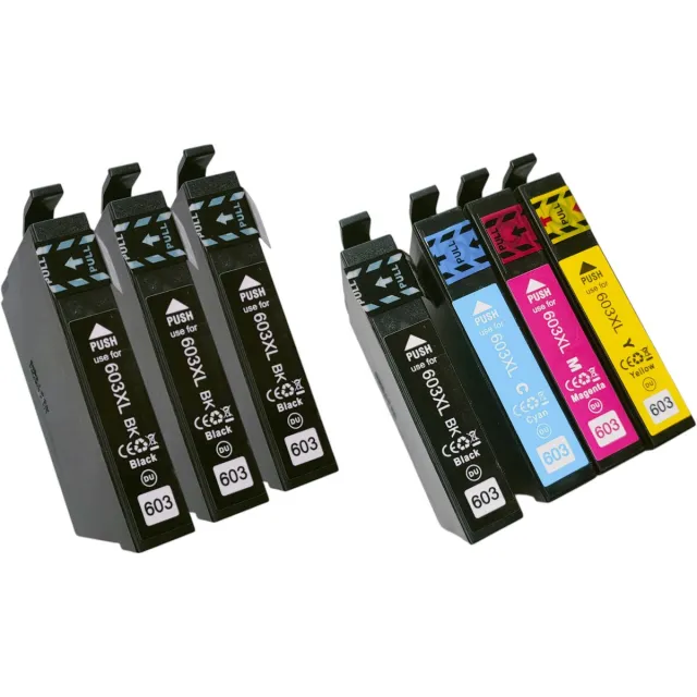KATRIZ Huismerk Inktcartridges 603XL – Set van 7 (Zwart, Cyaan, Magenta, Geel) – Geschikt voor Epson XP-2100 / XP-3100 / XP-4100 / WF-2830DWF – Hoge Capaciteit – Compatible Alternatief 4xZwart,Cyaan, Magenta, Geel