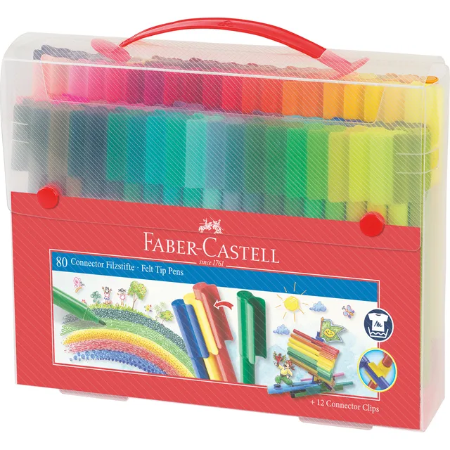 Faber-Castell Kleurstiften Faber-Castell Connector assorti cadeauset à 80 stuks