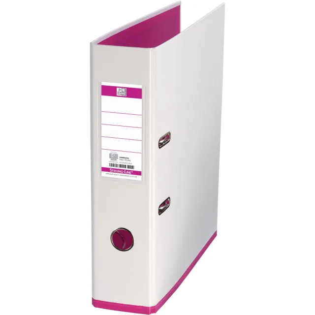 Oxford MyColour ordner, formaat A4, uit karton, rug van 8 cm, wit-roze