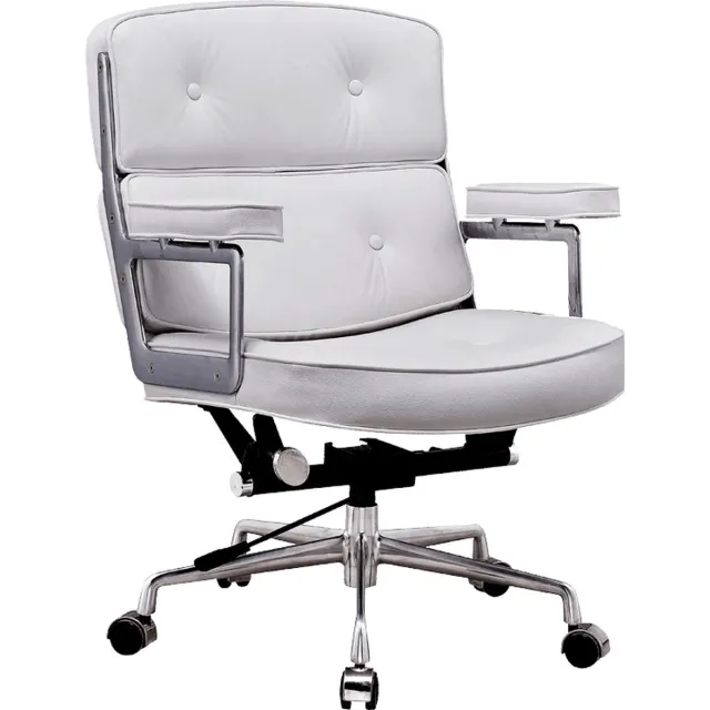 CD Furniture Lobby Chair - Bureaustoel - Wit Leer - Chroom Onderstel